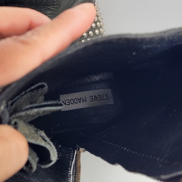 STEVE MADDEN Military Green Leather TARRNEY Motorcycle Grunge Biker Combat 8M - Picture 7 of 10